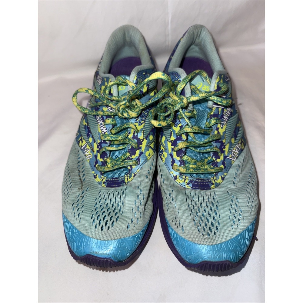 Asics Women's Gel Noosa Tri-10‎ T580N Aqua Purple Running Shoes Lace Up Size 10 - Picture 2 of 9